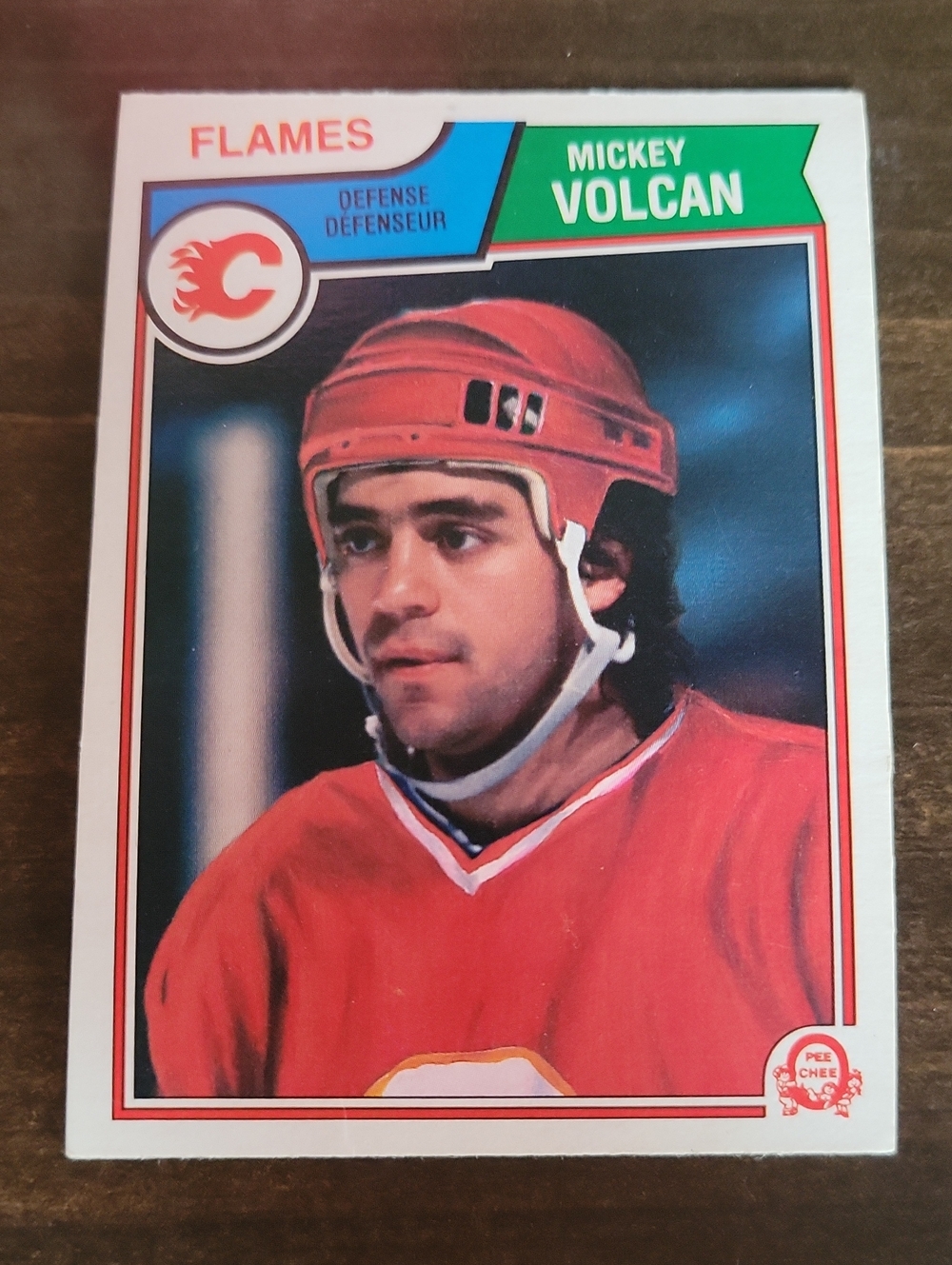 1983/84 OPC Mickey Volcan Calgary Flames Hockey Trading Card - Red